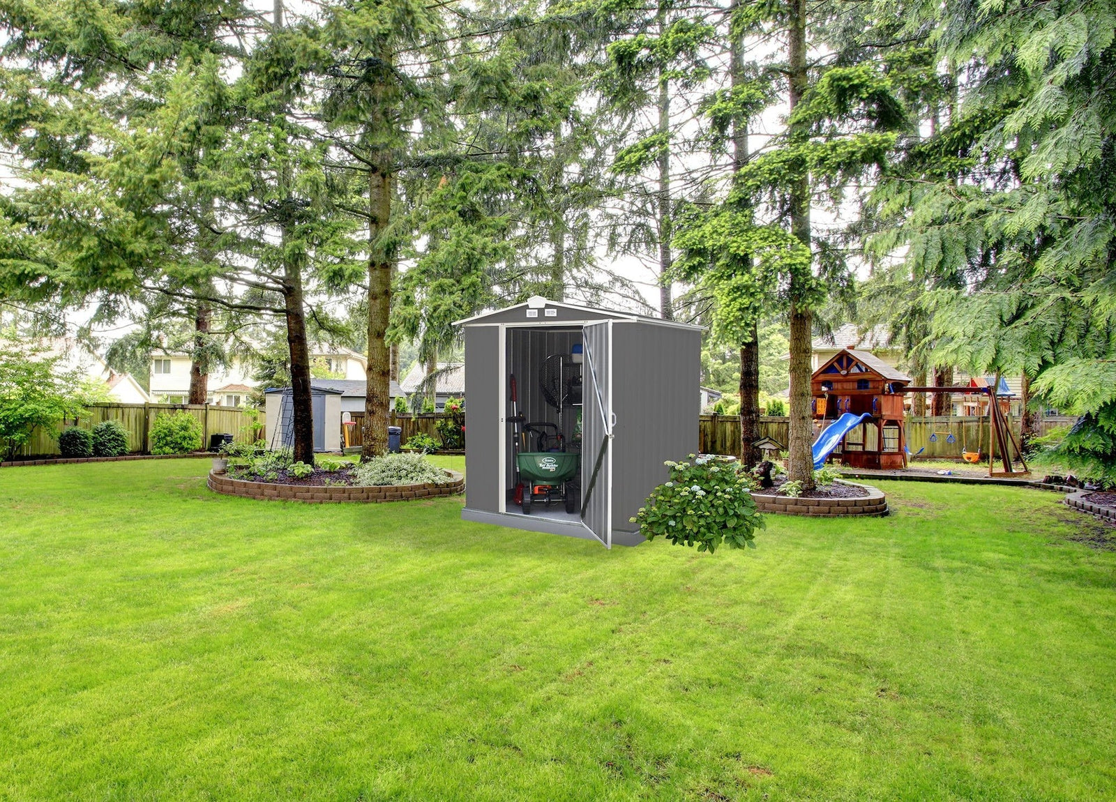 EZEE Galvanized Steel Storage Shed with Low Gable Roof, Charcoal/Cream, 6-ft x 5-ft H1N8 - product image 5