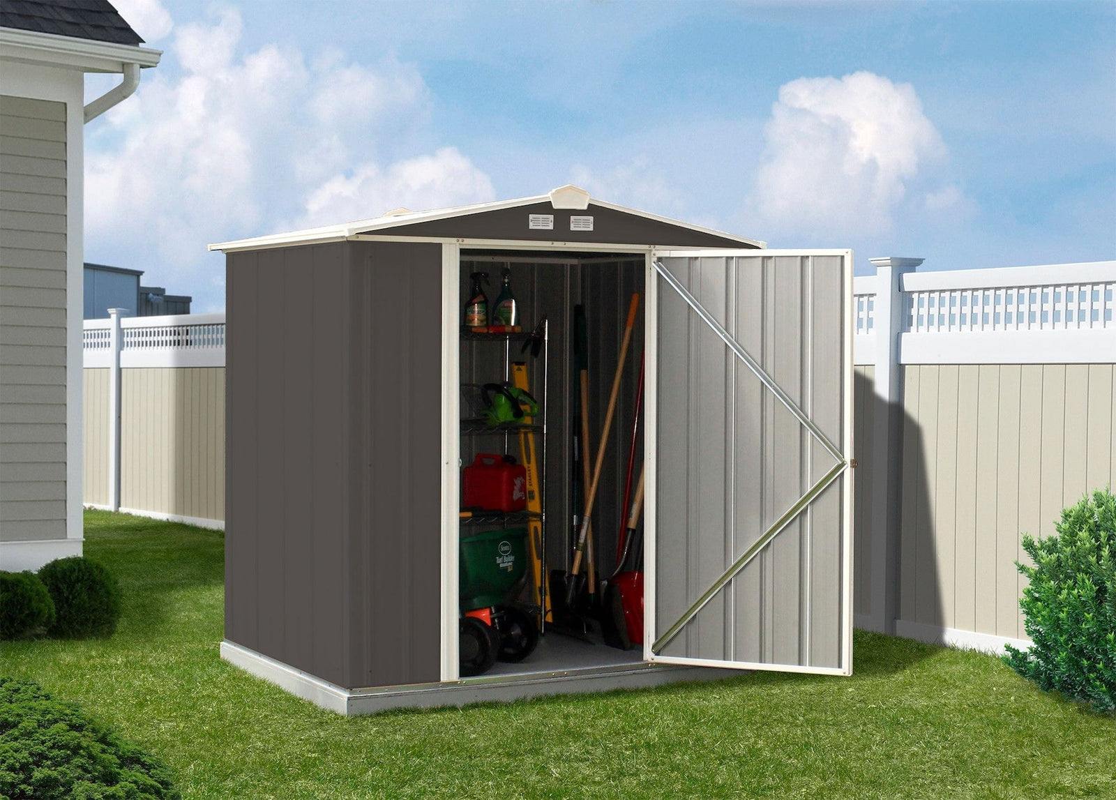 EZEE Galvanized Steel Storage Shed with Low Gable Roof, Charcoal/Cream, 6-ft x 5-ft H1N8 - product image 8