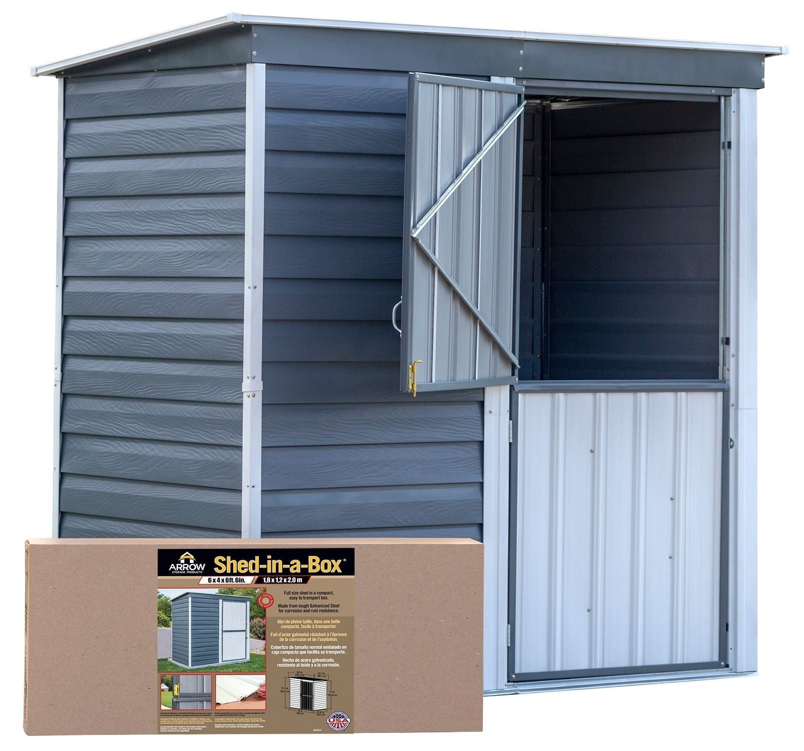 Shed-in-a-Box Steel Storage Shed, Charcoal/Cream, 6-ft x 4-ft B4G4 - product image 3