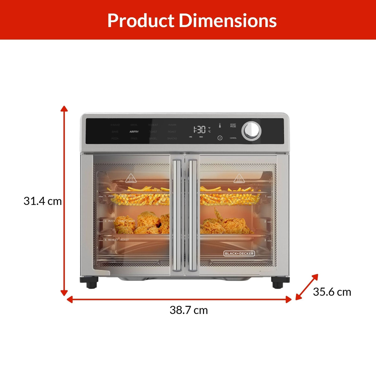 12-in-1 French Door Digital Countertop Convection Oven with Air Fry, 6-Slices K1U4 - product image 2