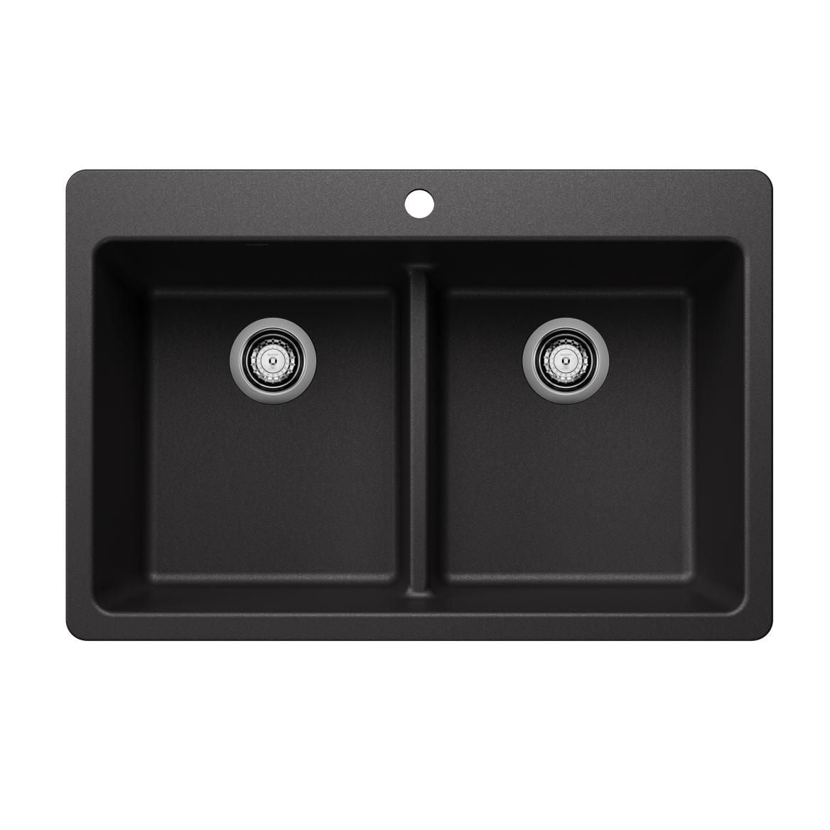 Liven SILGRANIT 33-in 50/50 Double Bowl Dual Mount Kitchen Sink with Low Divide, Anthracite L5U0 - product image 1