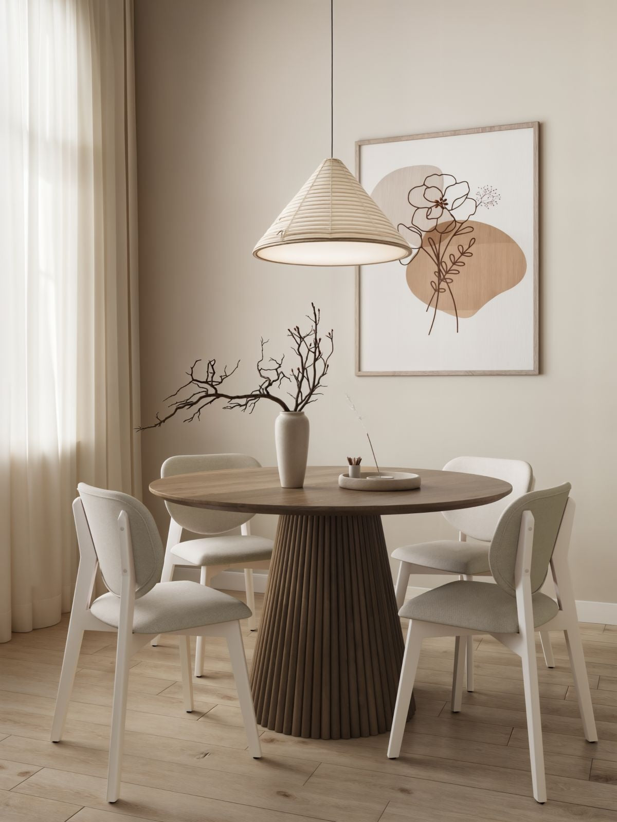 Dua Cream Fabric Upholstered Dining Chair with Curved Backrest, 2-pc B9R1 - product image 6