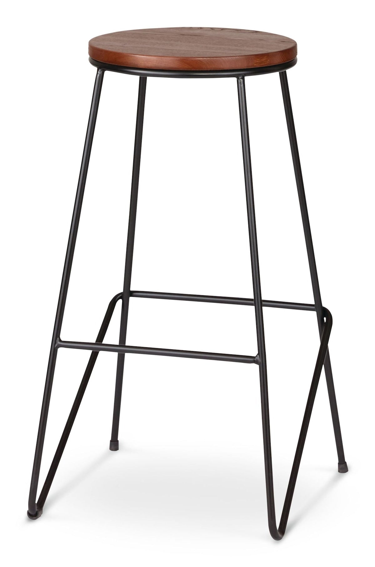 Axel Round Metal & Solid Wood Top Counter Stool Armless Backless, Black/Brown Z2P6 - product image 1