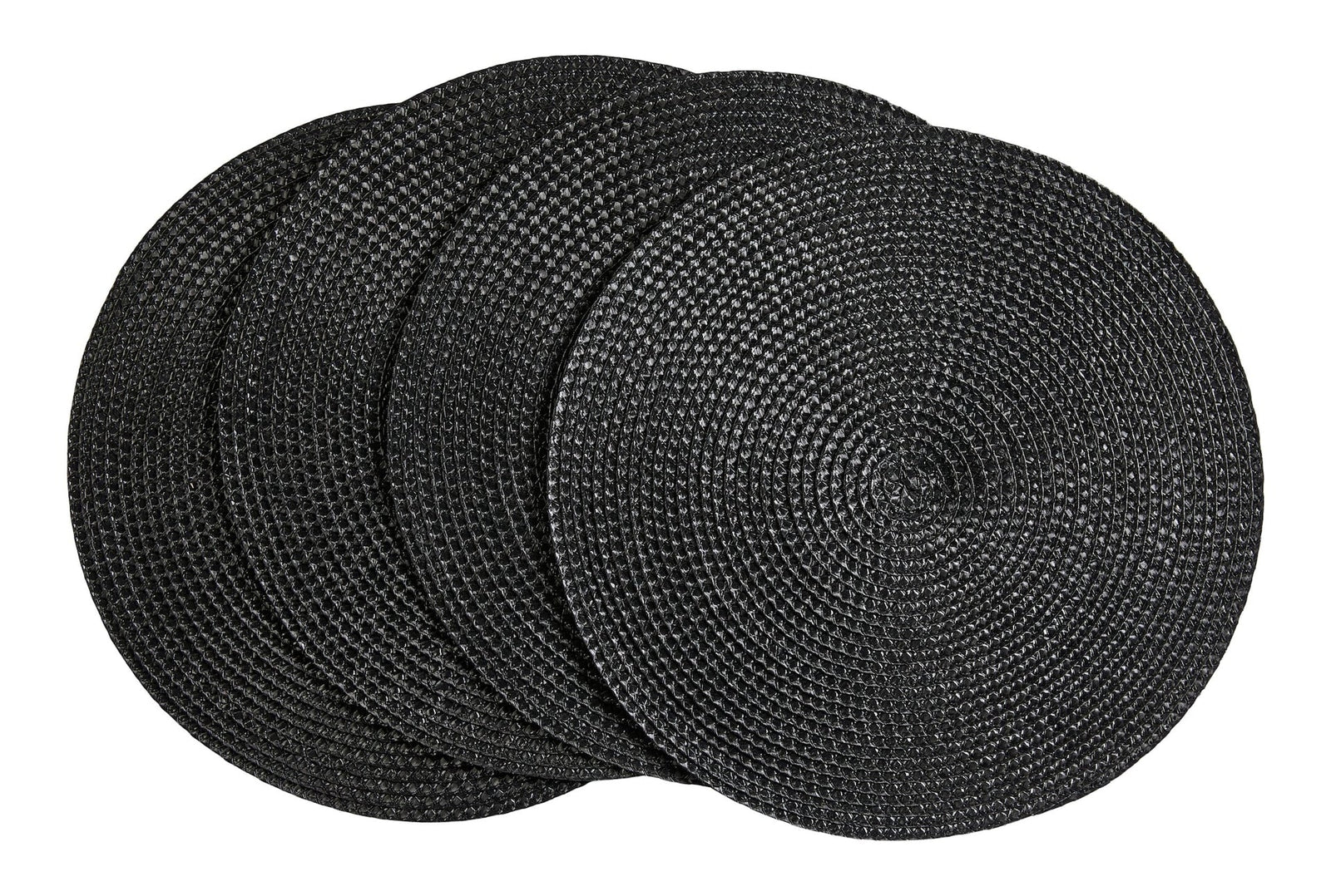 Braided Round Placemats, Black, 15-in Diameter, 4-pk I9F9 - product image 1