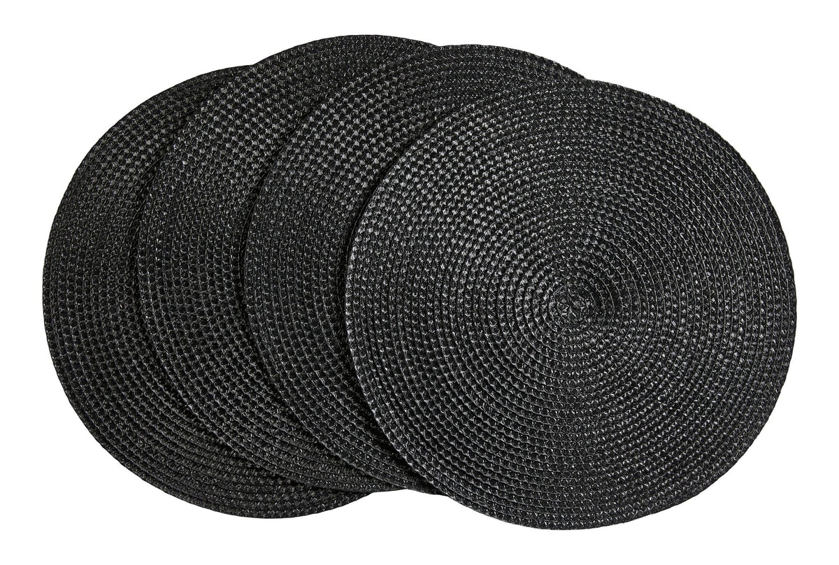 Braided Round Placemats, Black, 15-in Diameter, 4-pk U5F6 - product image 1