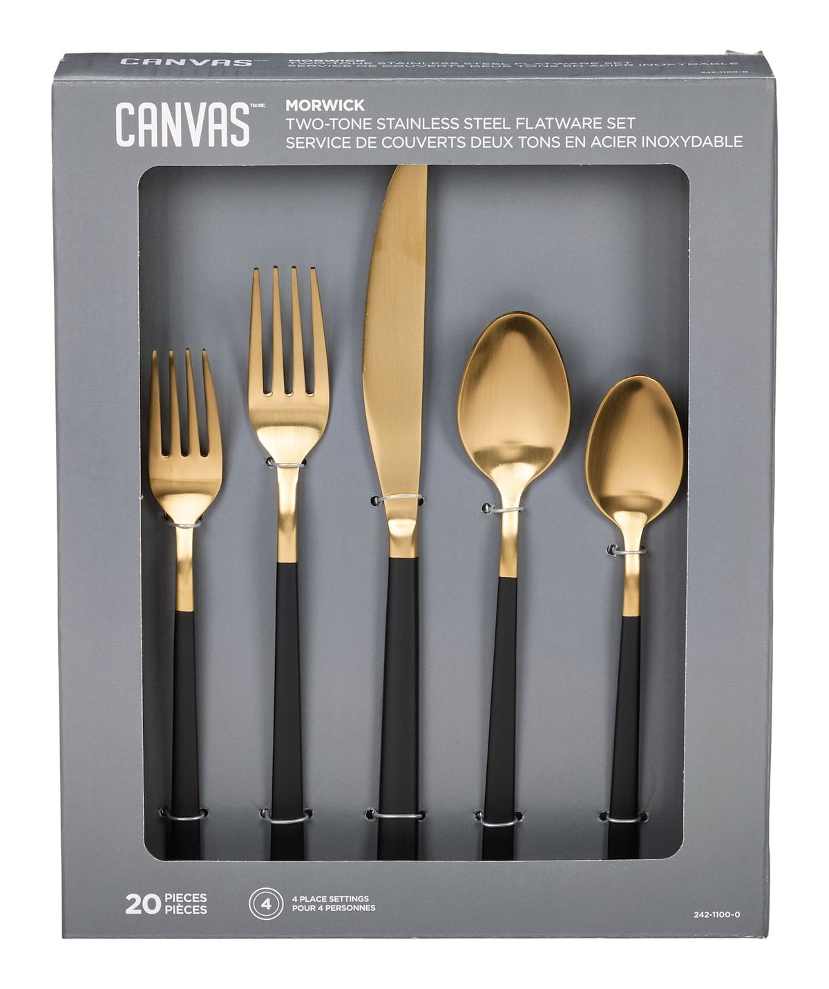Flatware Set, Serves 4, 20-pc, Black & Gold N0E4 - product image 1