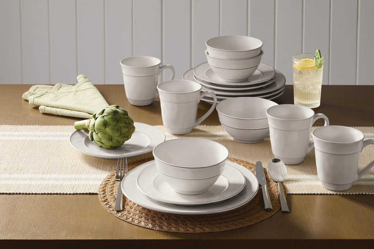 Gablehurst Stoneware Dinnerware Set with Mugs, Serves 4, 16-pc, Cream Reactive Glaze F7T8 - product image 4