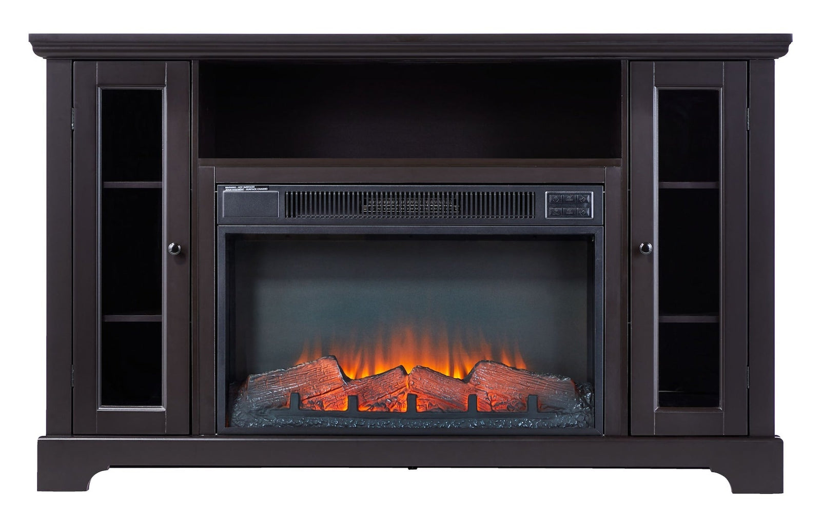Kingwood Media Electric Fireplace TV Stand, 57-in, 1500W, Includes Remote Control, Brown M8H9 - product image 1