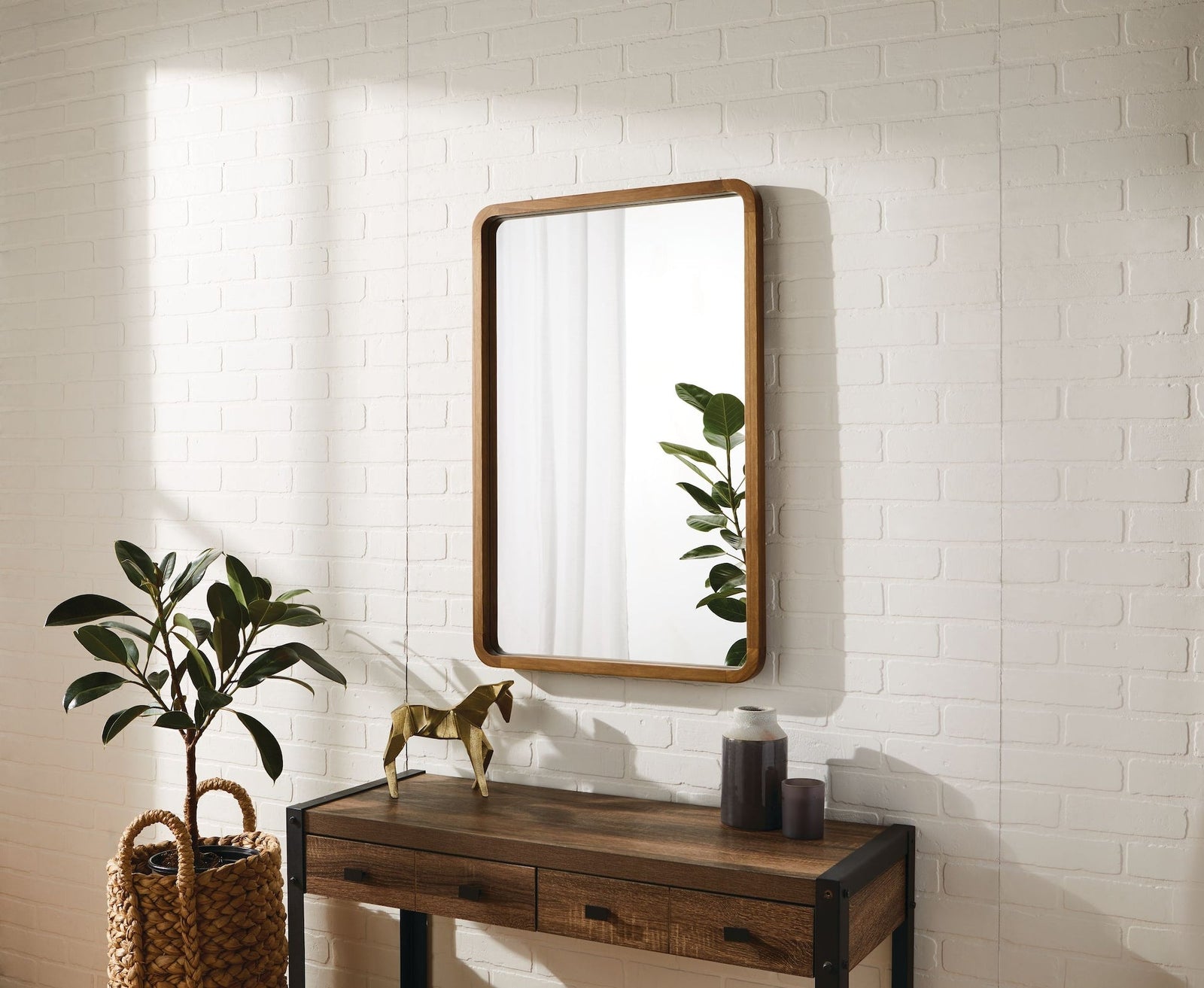 Springside Pearwood Rectangular Wall Mirror, Brown, 24 x 36-in N9Z7 - product image 8