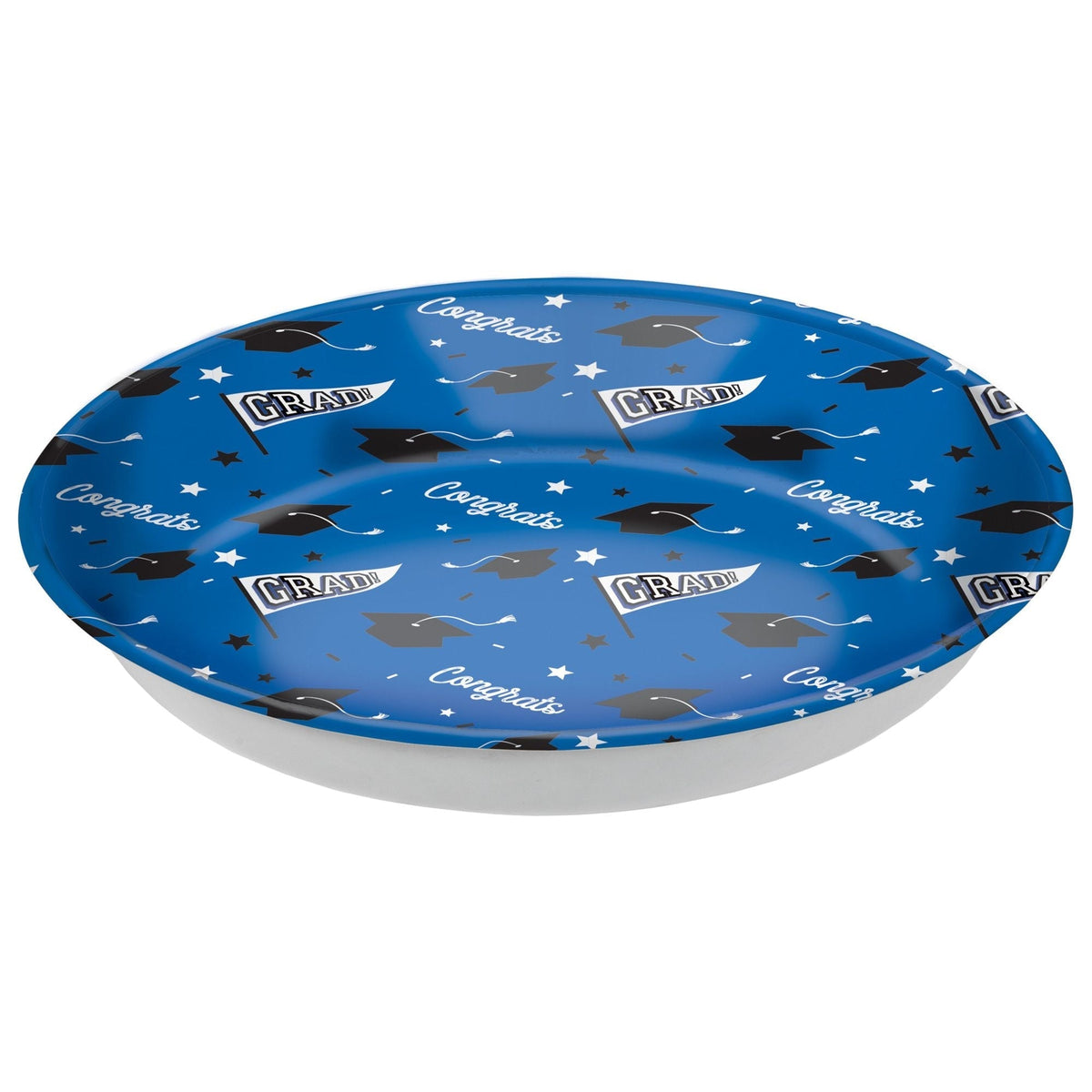 Grad" Round Plastic Reusable Serving Bowl, Blue, 14-in, for Graduation F3B0 - product image 1