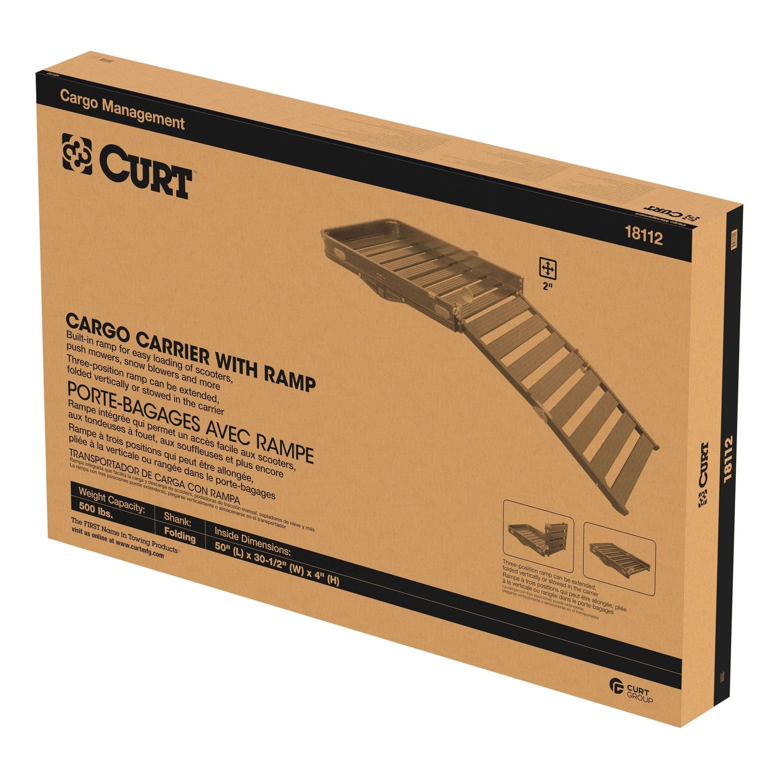 18112 Aluminum Hitch Mount Basket-Style Cargo Carrier with Ramp, Fits 2-in Receivers, 50 x 30-in M4G6 - product image 3