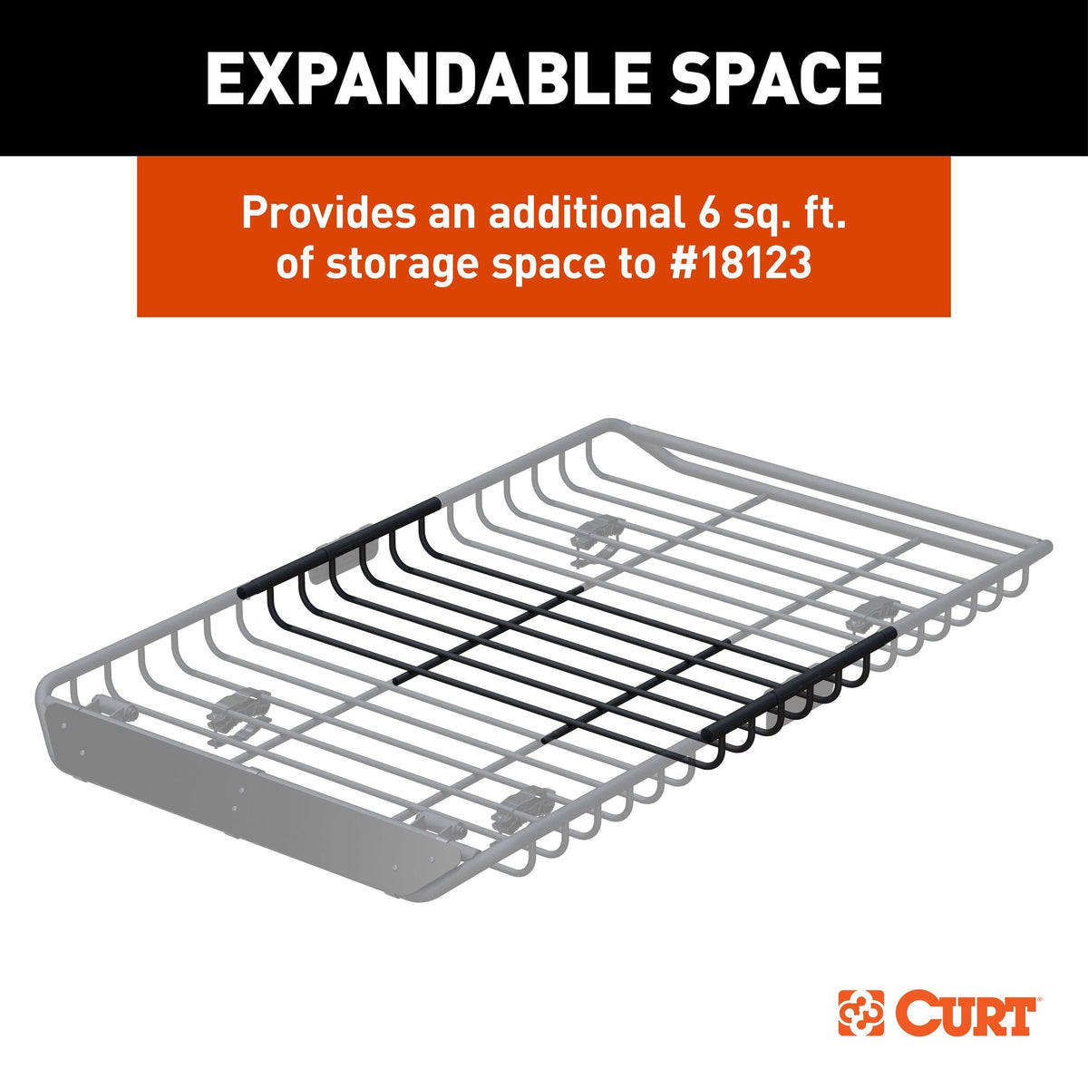 18124 Steel Roof Rack Cargo Basket/Carrier Extension, Black, 6-sq.ft C0J5 - product image 4
