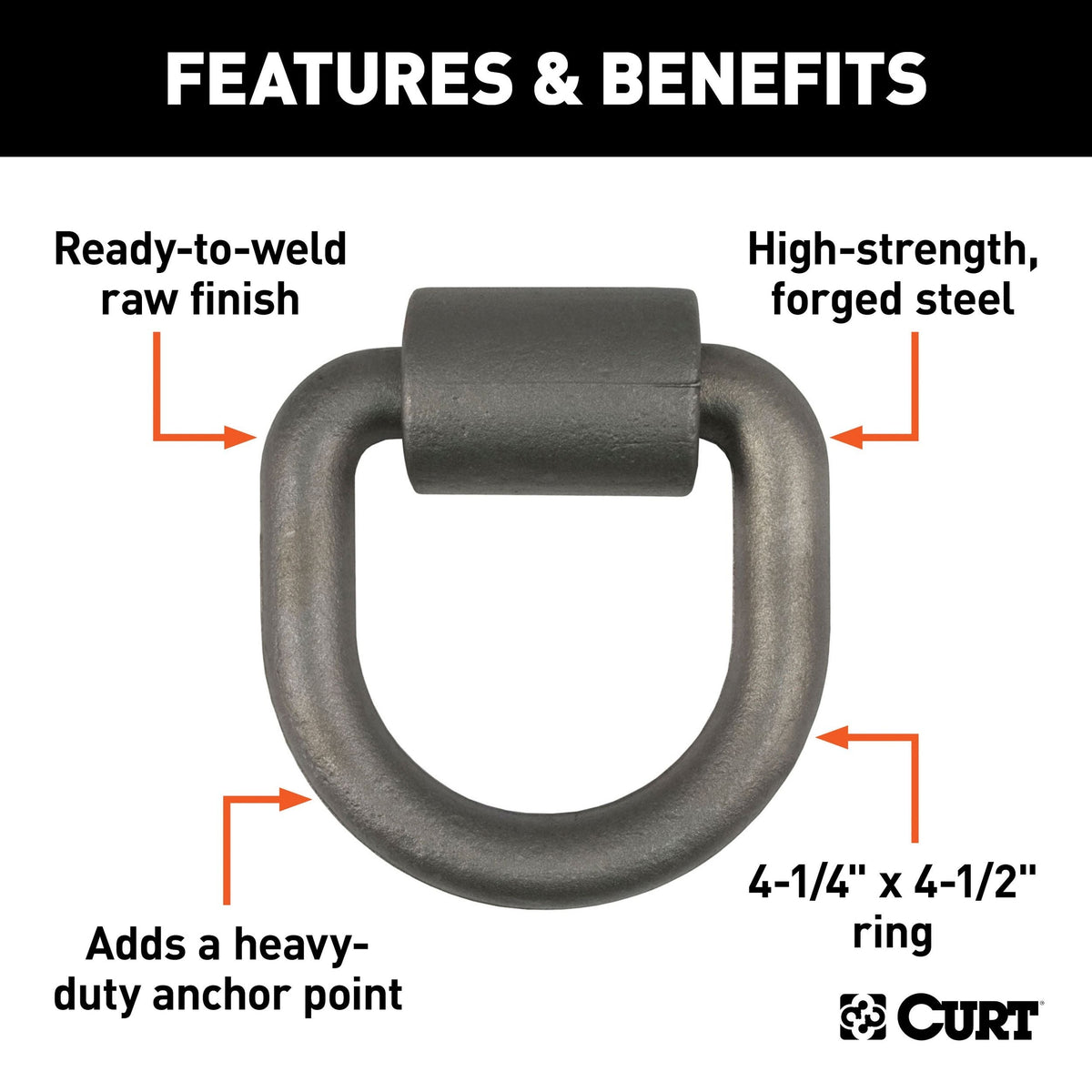 83760 3 x 3-in Weld-On Tie-Down D-Ring (8,833 lbs, Raw Steel) Q2H8 - product image 2