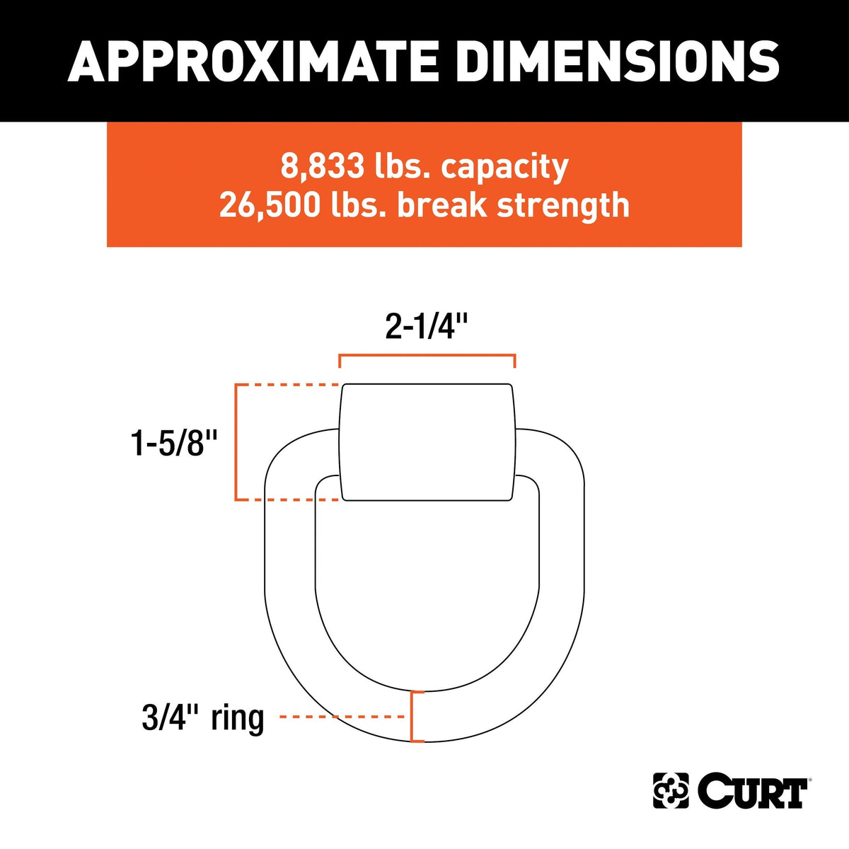 83760 3 x 3-in Weld-On Tie-Down D-Ring (8,833 lbs, Raw Steel) Q2H8 - product image 3