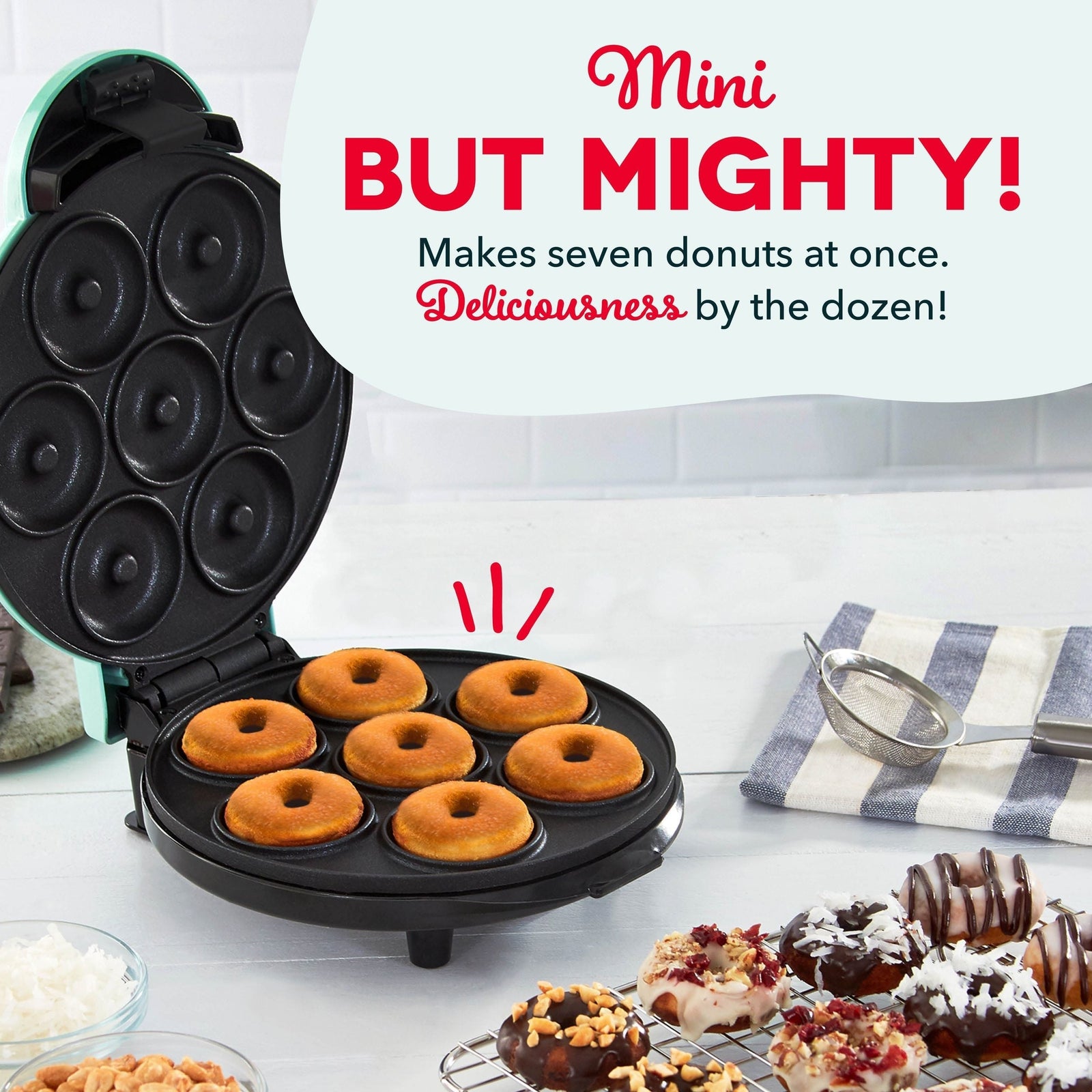 Express Mini Compact Electric Donut Maker, Non-Stick Surface, Aqua G4E0 - product image 6