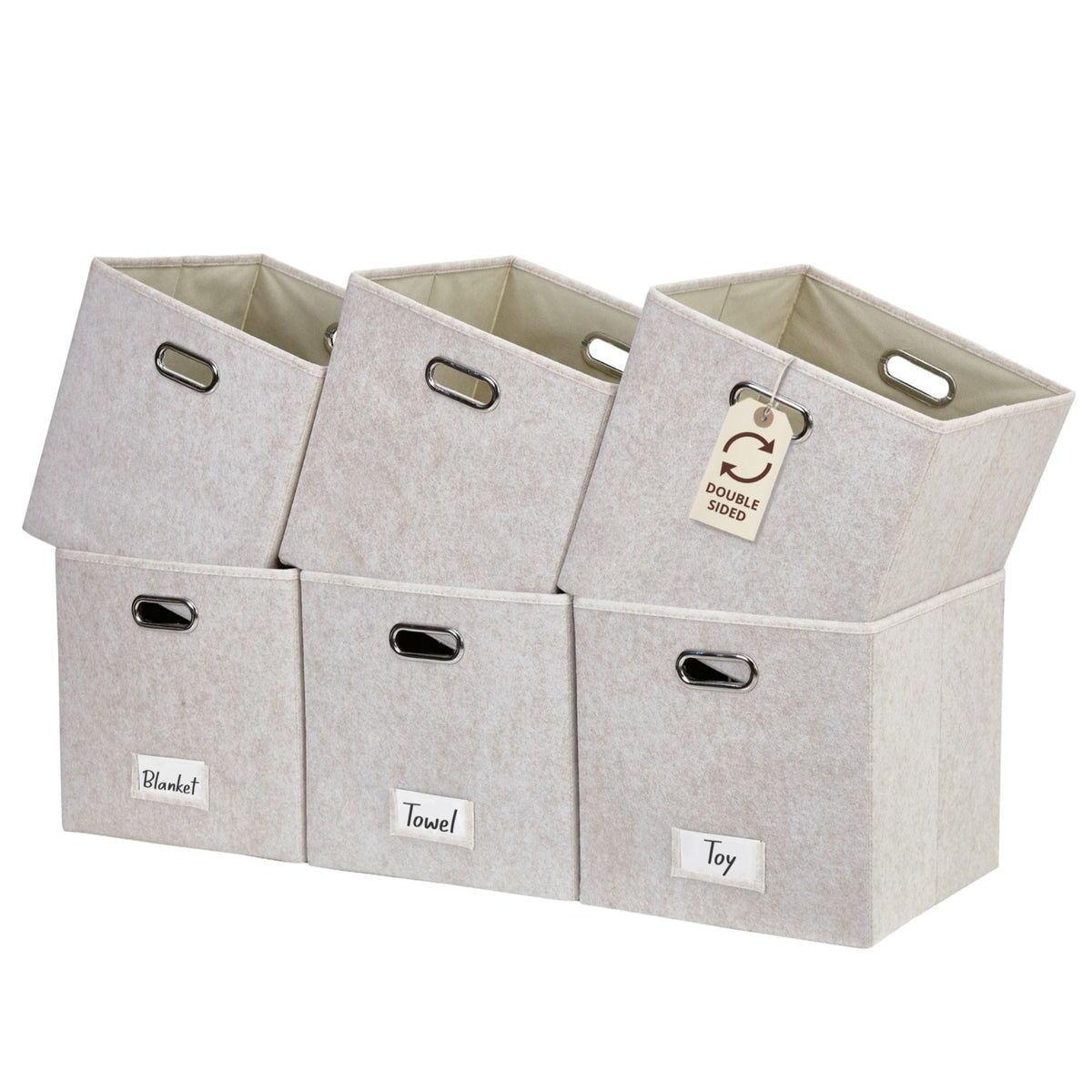 Collapsible Felt Storage Cube, 11-in, 6-pk, Beige M0P2 - product image 1