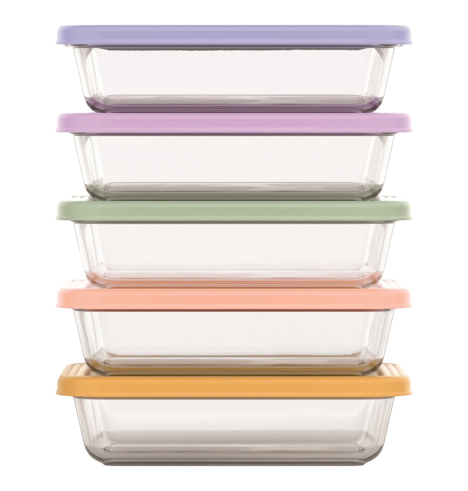 Everyday Glass Meal Prep Food Storage Container Set with Press-Fit Lids, Multi-Coloured, 10-pc Y6R4 - product image 1