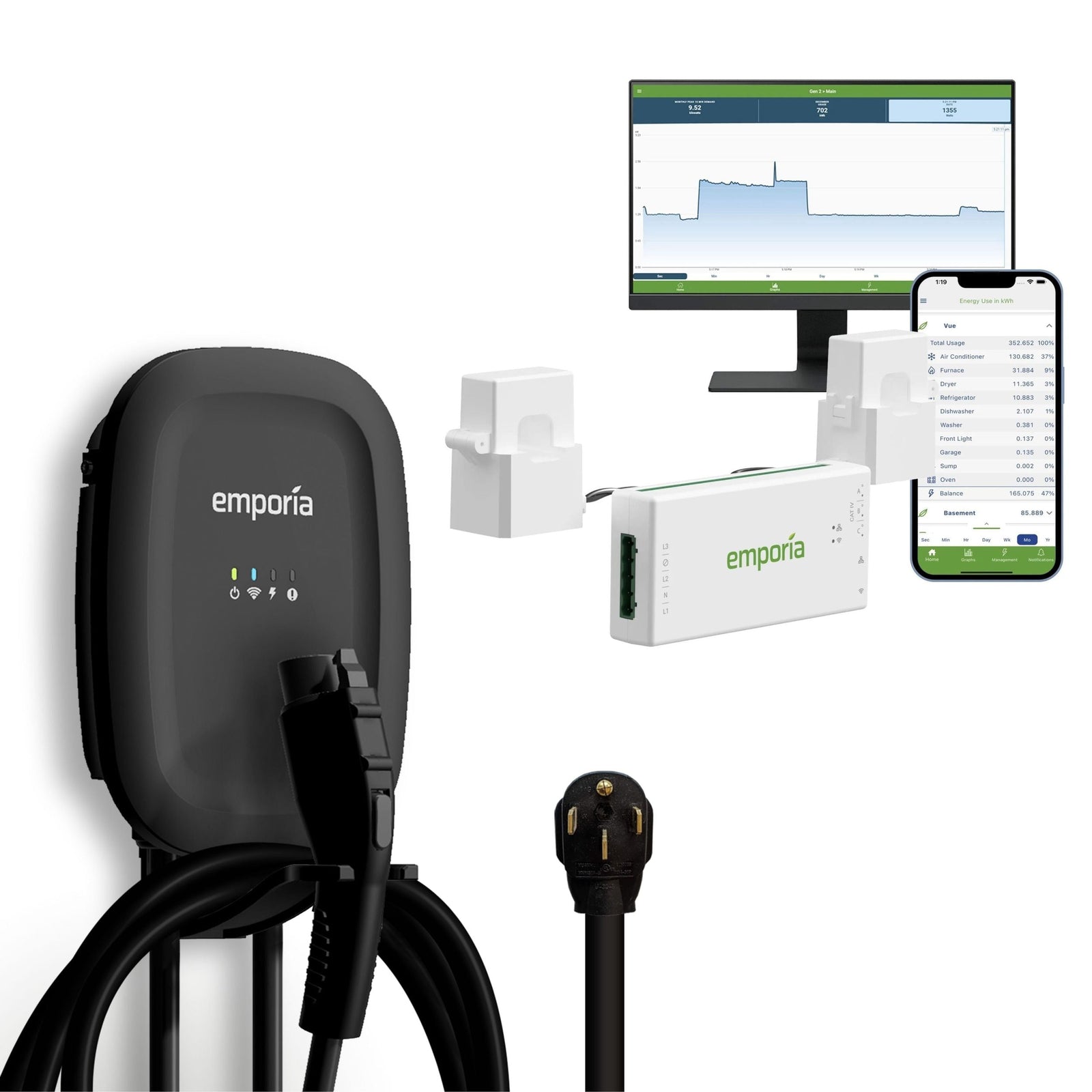 40A Wi-Fi Level 2 NEMA 14-50 J1772 EV Charger with Load Management W2T0 - product image 1