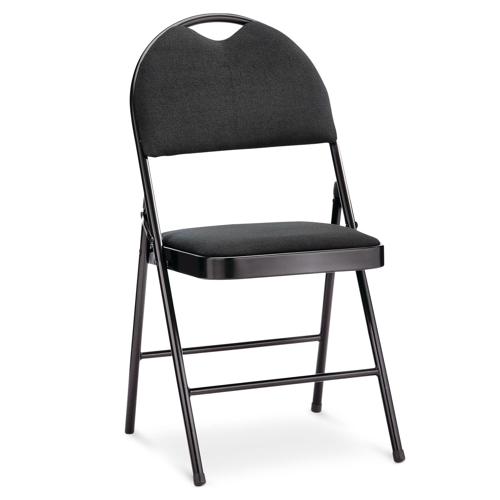 Portable High-Back Upholstered & Padded Metal Folding Chair, Black K3Q1 - product image 1