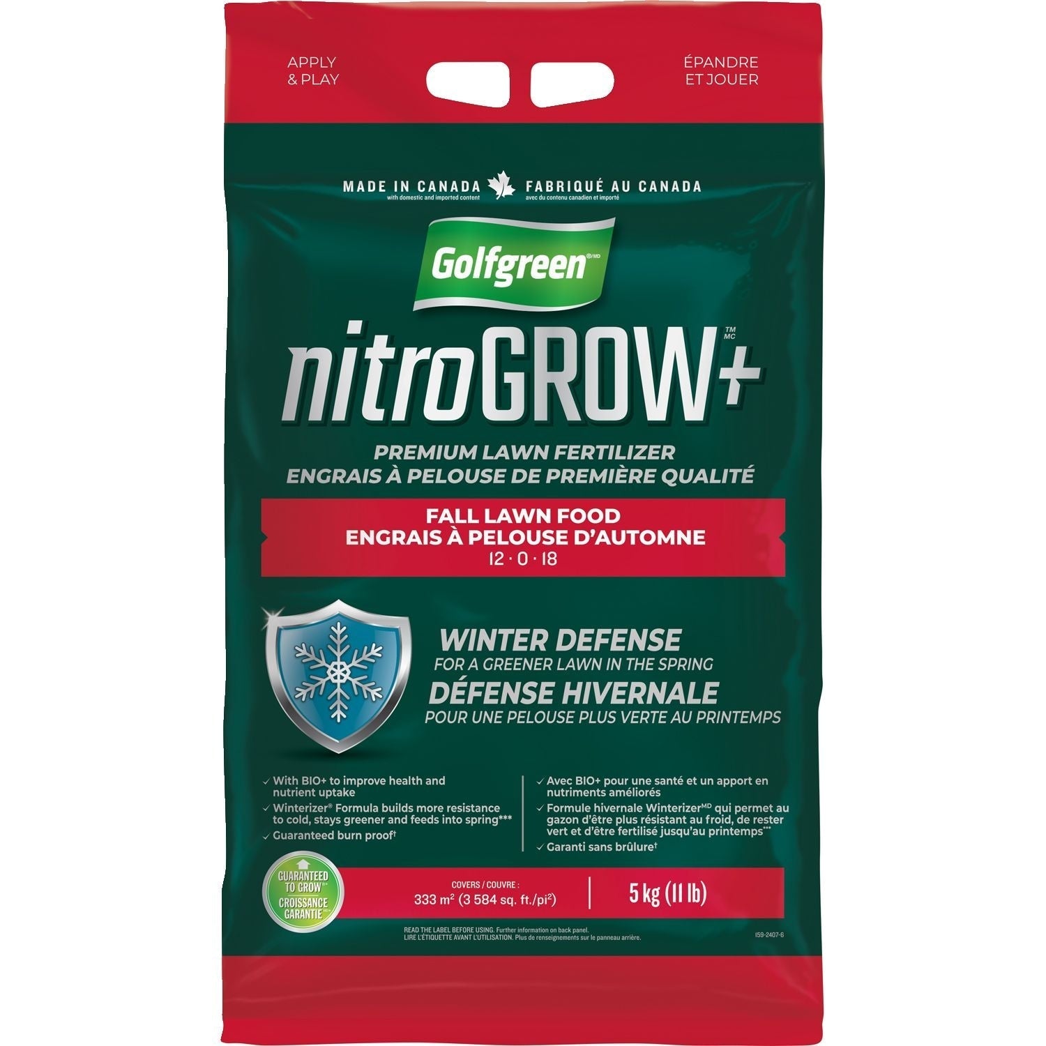 Nitrogrow+ Fall Lawn Food, 12-0-18, 5-kg V0L0 - product image 1
