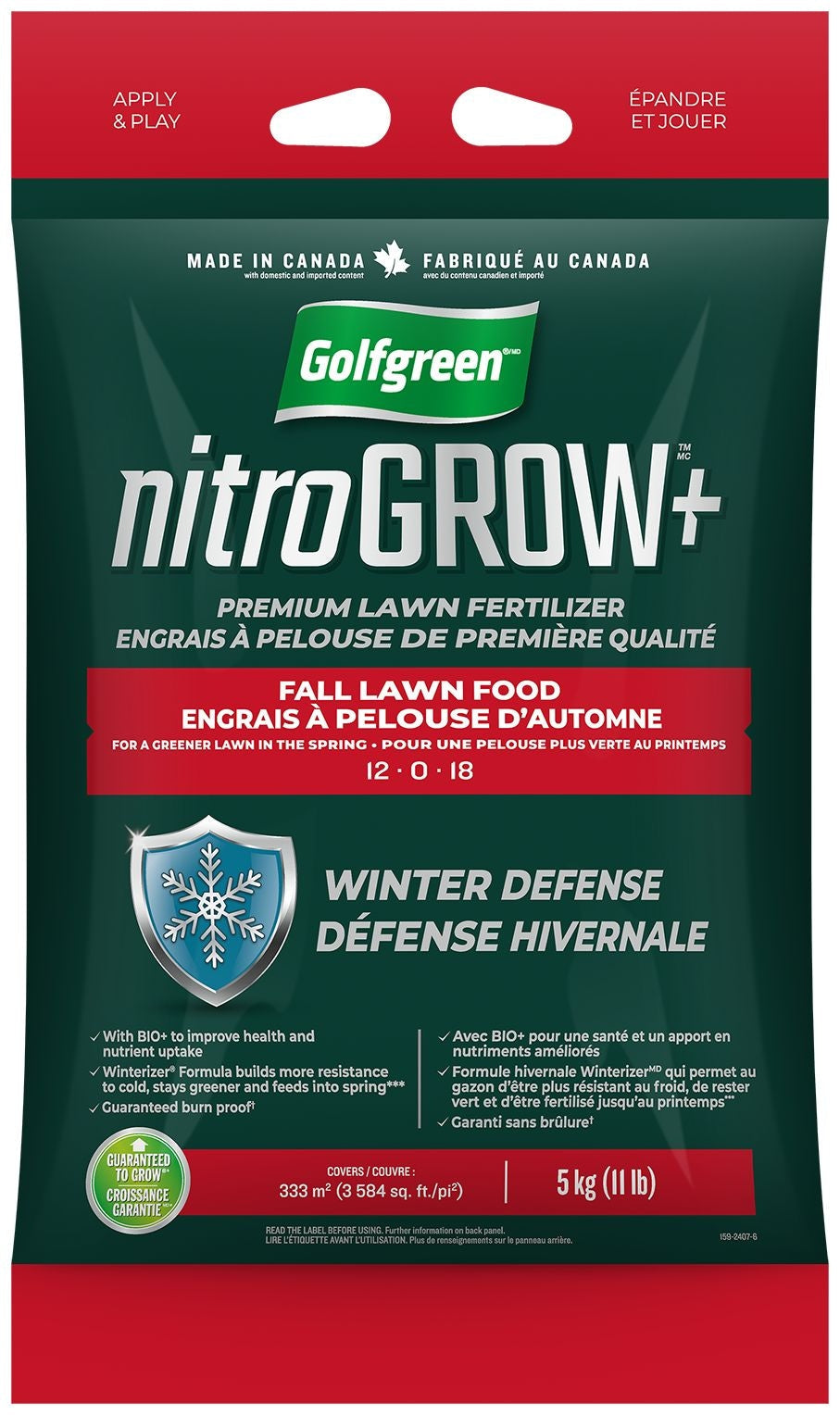 Nitrogrow+ Fall Lawn Food, 12-0-18, 5-kg V0L0 - product image 2