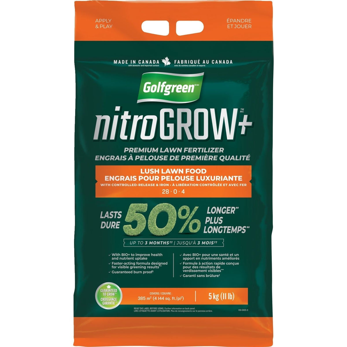 Nitrogrow+ Premium Nitrogen Enriched Lush Lawn Fertilizer, 28-0-4, 5-kg L2D1 - product image 2