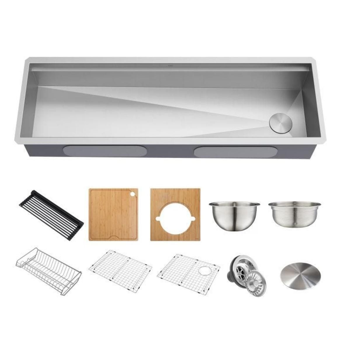 Kore 2-Tier Workstation Undermount 16-Gauge Single Bowl Kitchen Sink with 11-Piece Chef’s Kit, 57-in G4T0 - product image 1