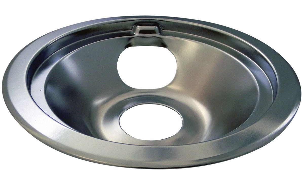 62241 GE Stove Shallow-Draw Drip Pan with Trim Ring, Dishwasher Safe, Bright Chrome, 6-in E6W6 - product image 1