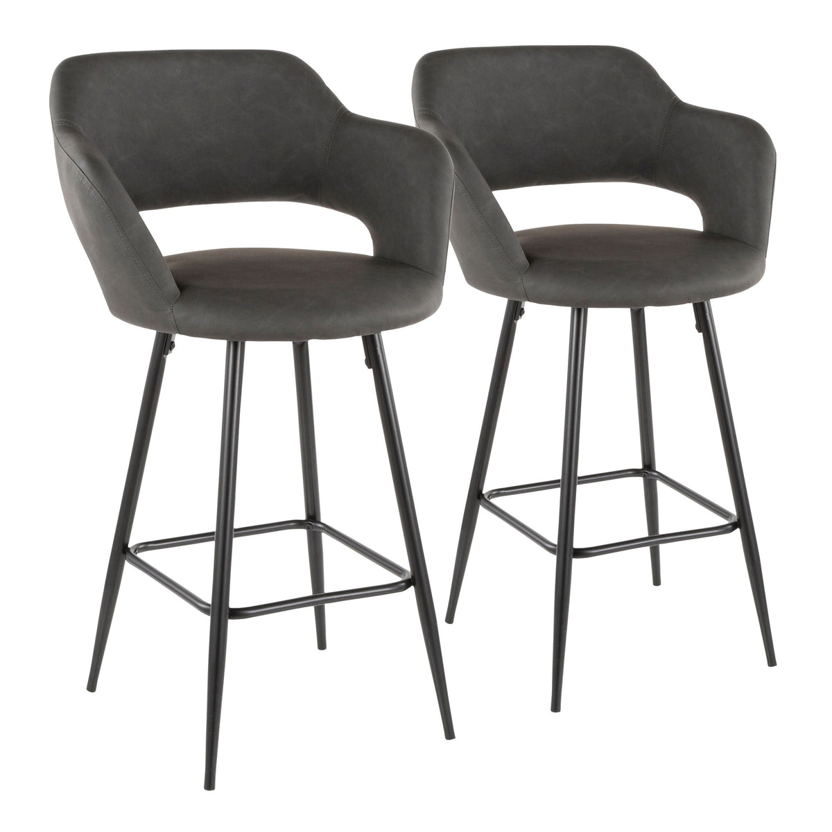 Margarite Fixed-Height Counter Stool, Black, 25-in, 2-pc J4P9 - product image 2