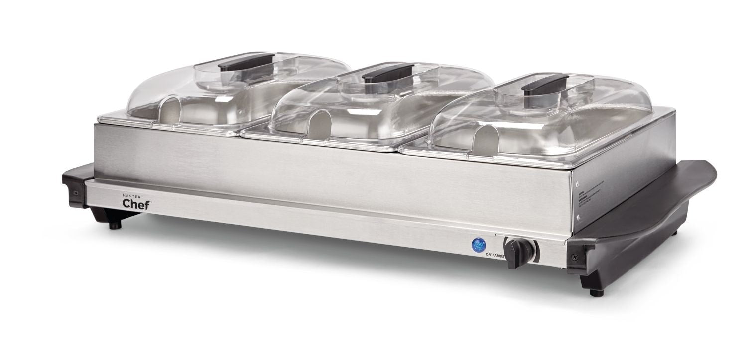 3-Tier Buffet Server/Food Warmer with Warming Tray, Stainless Steel, 300W V0Q2 - product image 1