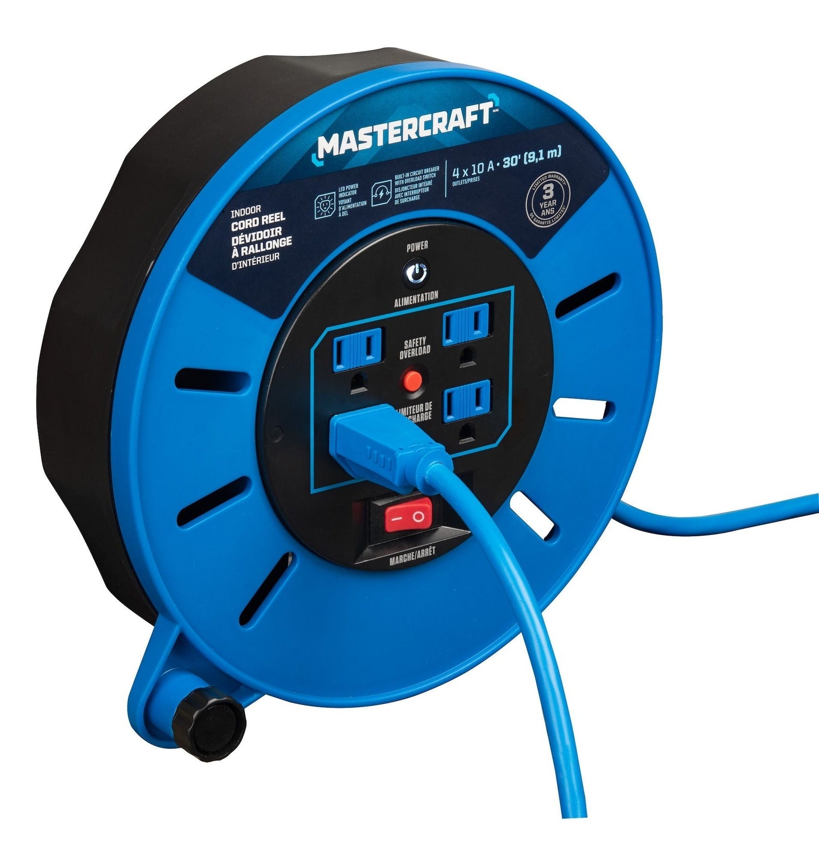 30-ft 10A Retractable Extension Cord Reel G8I4 - product image 4