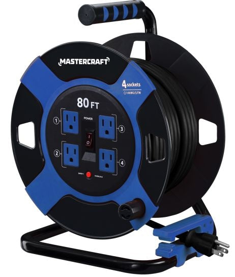 80-ft 4-Outlet Retractable Extension Cord Reel with Surge Protection E5H9 - product image 1