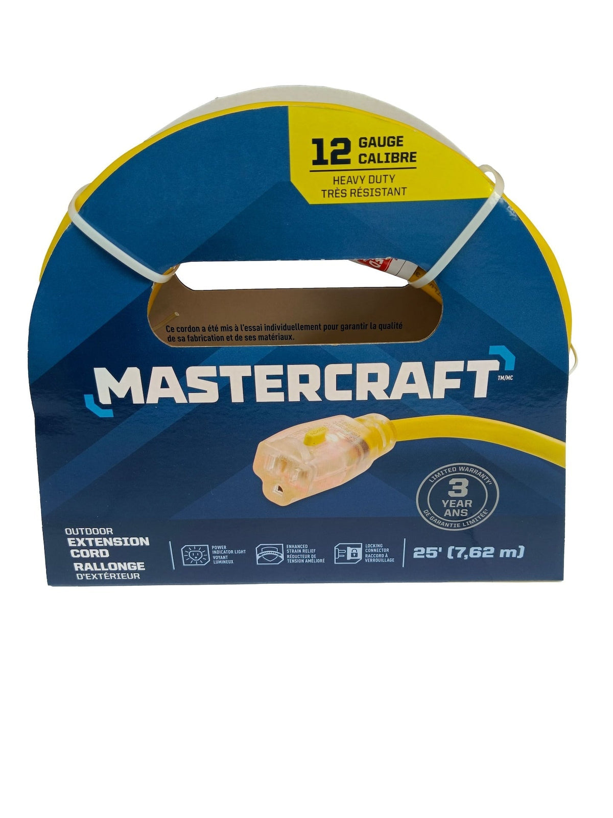 Outdoor Extension Cord with Grounded Outlet and Lighted End, Yellow Y1F8 - product image 1