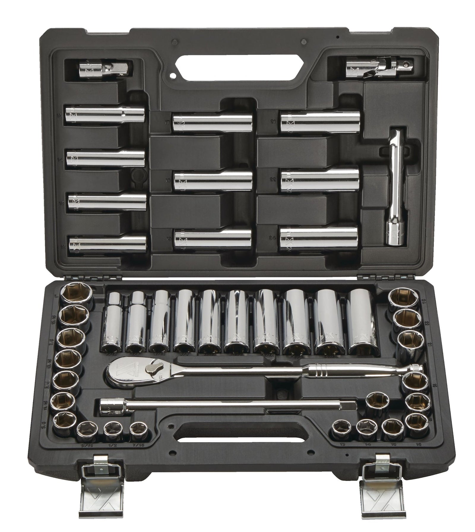 1/2-in Drive Professional Grade Socket Set, 45-pc, SAE/Metric, CRV, Nickel-Chrome Plating U5S9 - product image 1