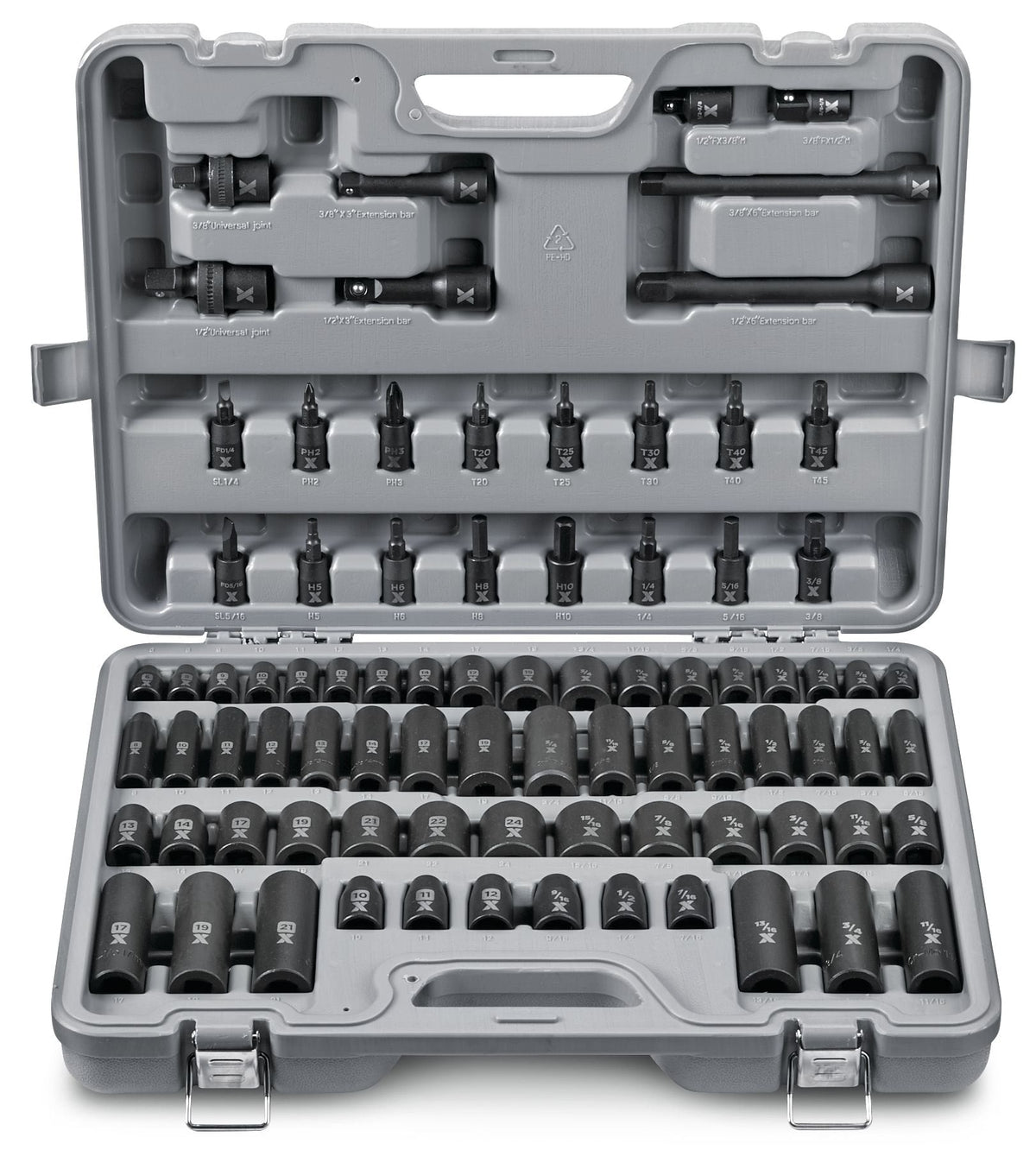 3/8-in & 1/2-in Drive Professional Grade Impact Socket Set, 83-pc, CRMO E4I6 - product image 1