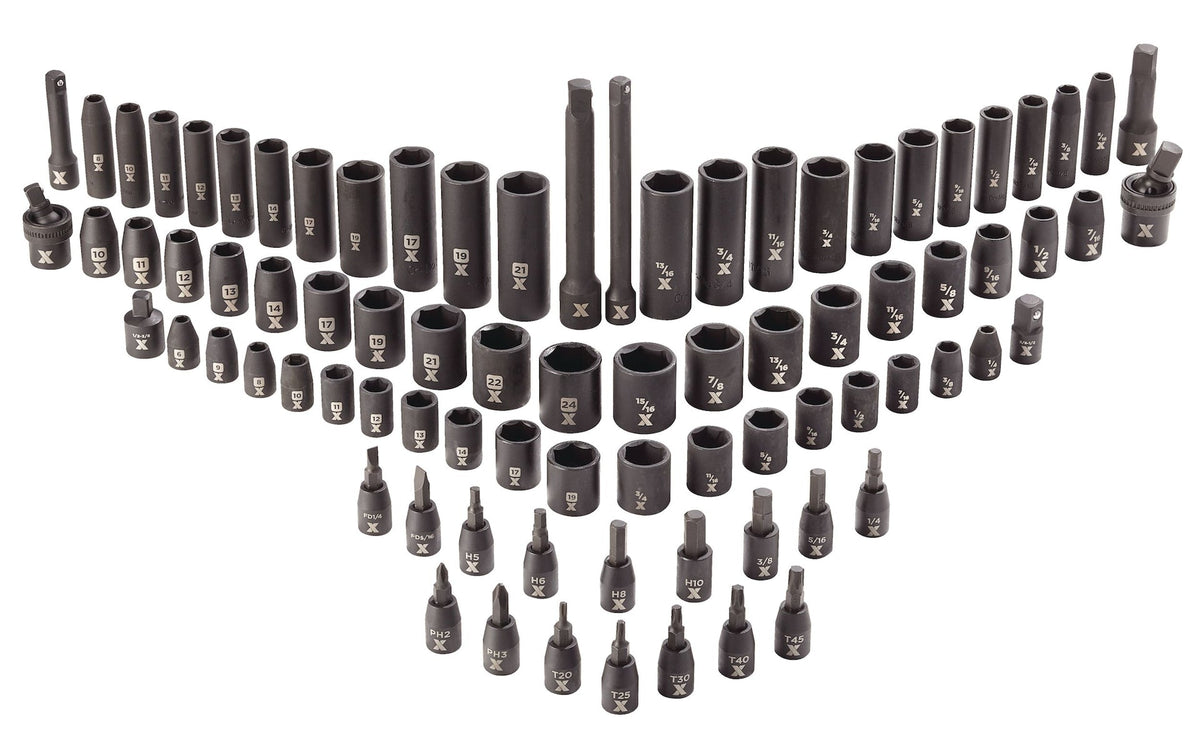 3/8-in & 1/2-in Drive Professional Grade Impact Socket Set, 83-pc, CRMO E1B0 - product image 7