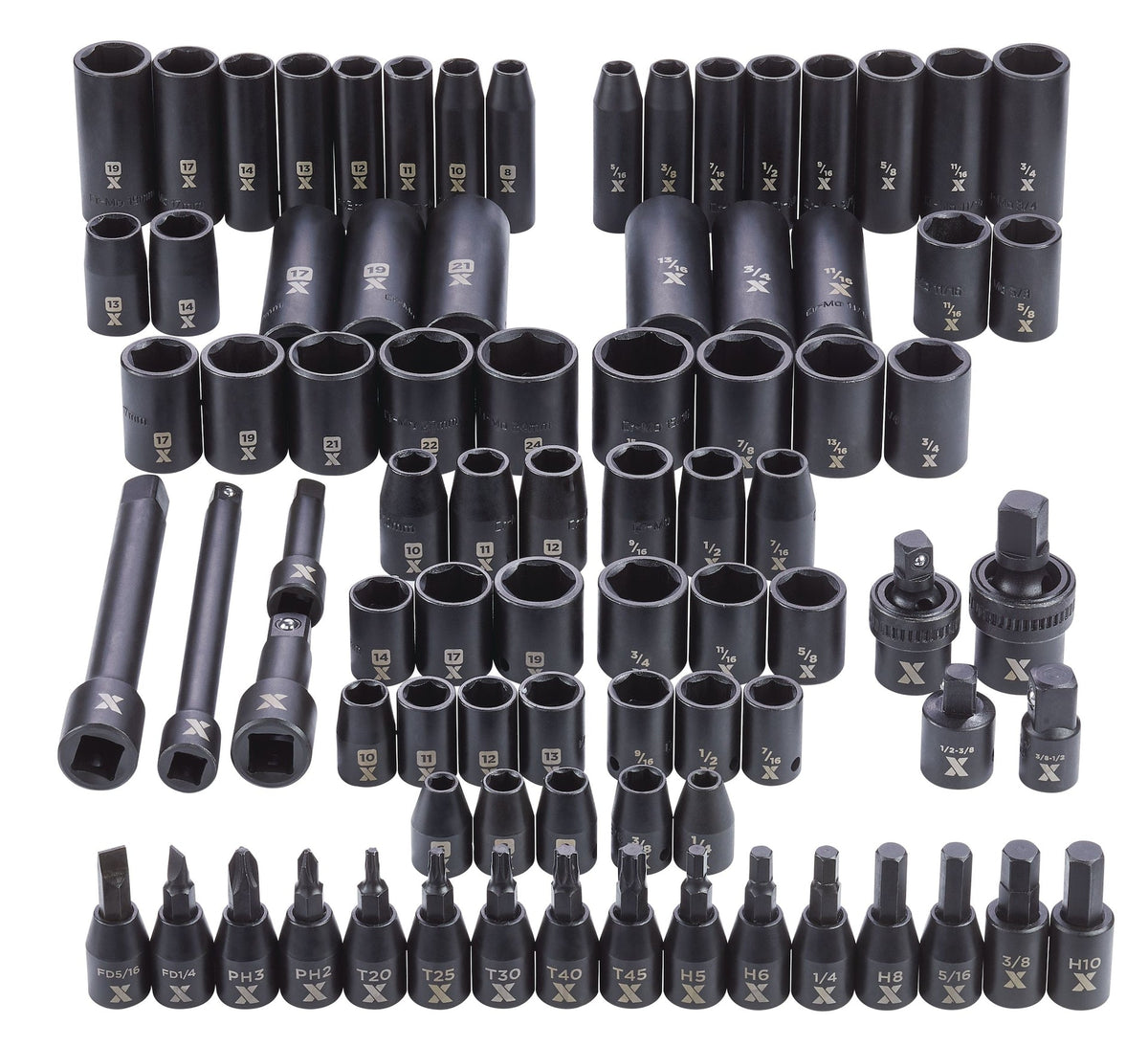 3/8-in & 1/2-in Drive Professional Grade Impact Socket Set, 83-pc, CRMO E1B0 - product image 8