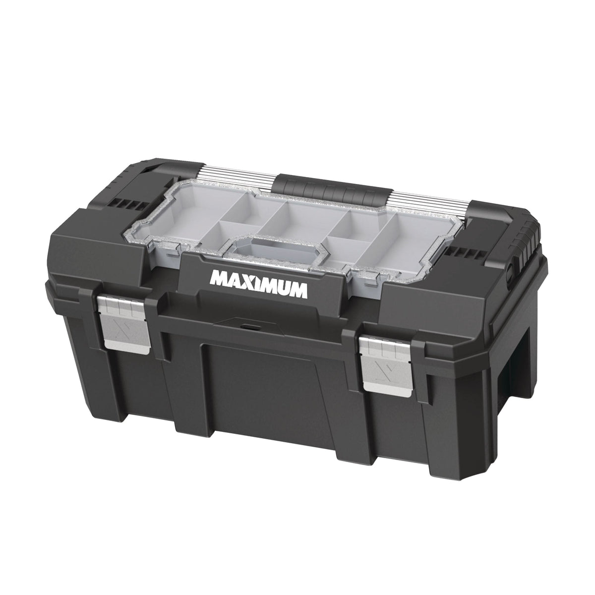 Heavy-Duty Plastic Tool Box with Removable Tray & Organizer, 22-in, Black X8N9 - product image 1