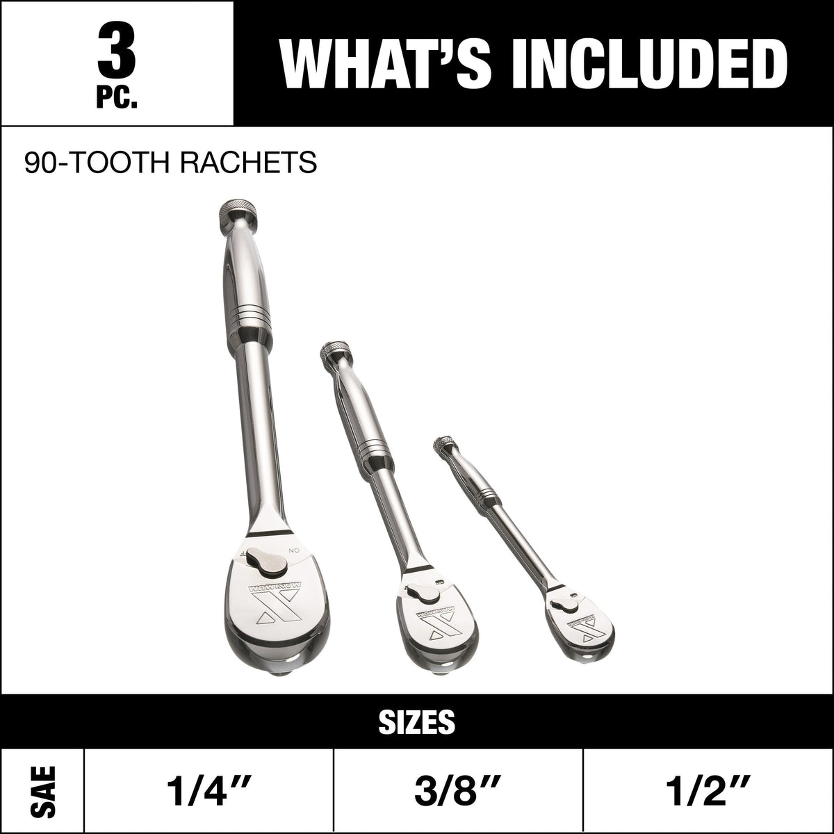 Ratchet Set, 90-Tooth, 3-pc H9Z8 - product image 4