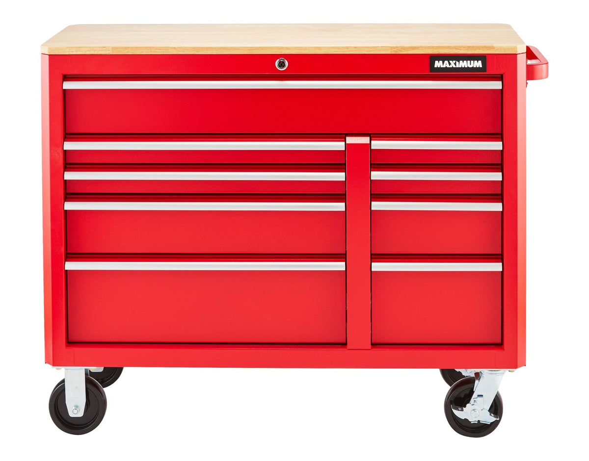 Tool Storage Cabinet, Built-In Power Bar with USB, 9-Drawer, 47-in, Red E4M2 - product image 2