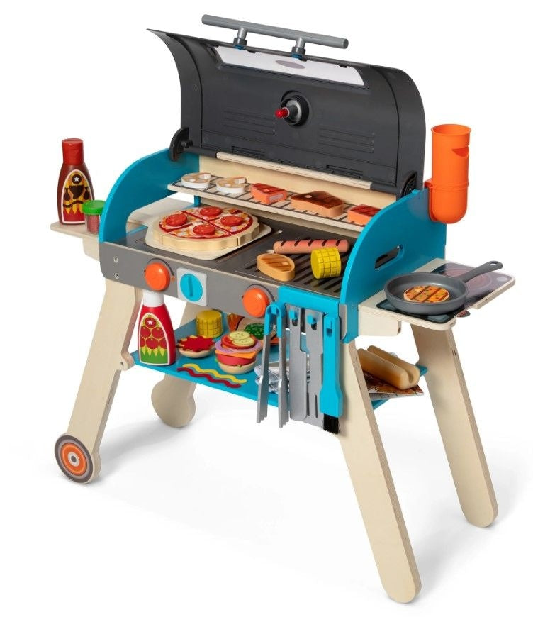 Wooden Deluxe Barbecue Grill, Smoker and Pizza Oven Playset, Ages 3+ L6D1 - product image 1