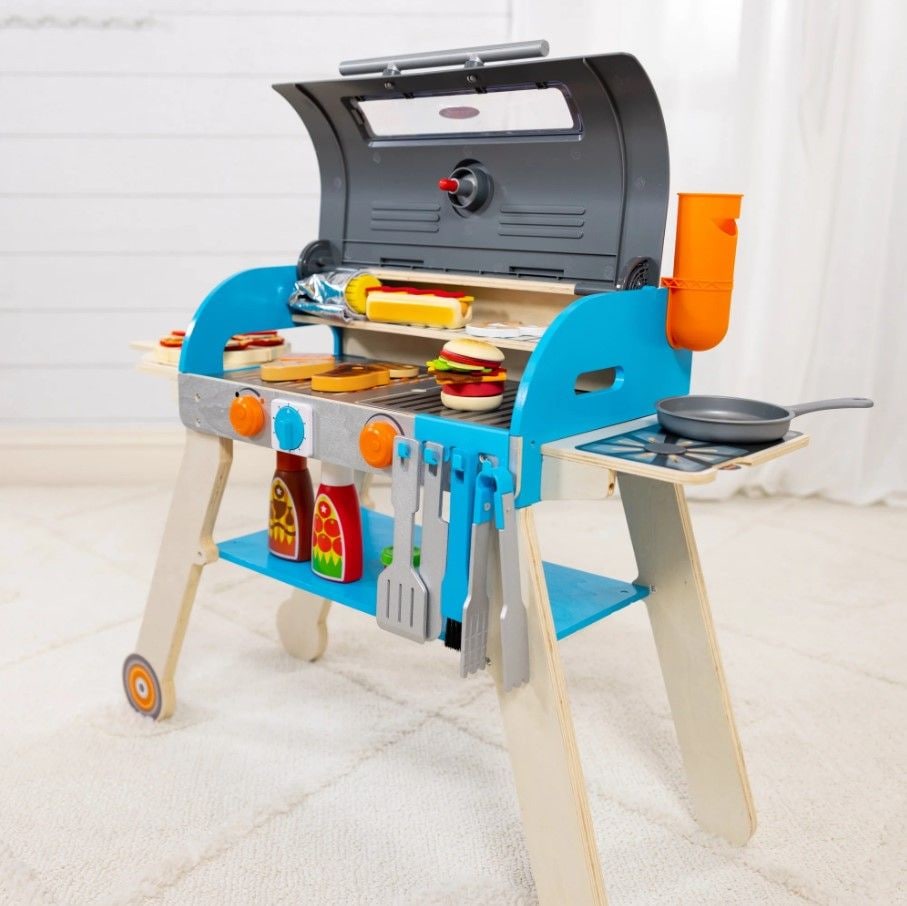 Wooden Deluxe Barbecue Grill, Smoker and Pizza Oven Playset, Ages 3+ L6D1 - product image 2