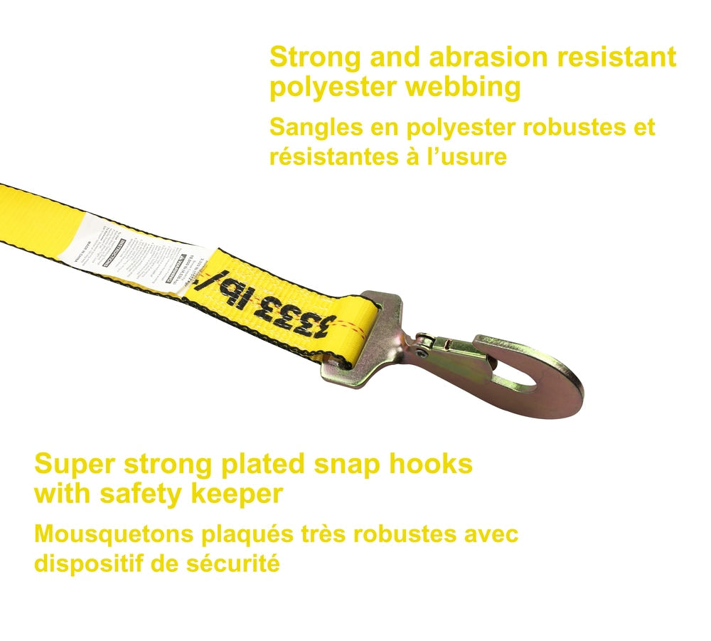 10,000-lb Commercial Ratchet Tie Down Straps, with Snap Hook, 2-in x 8-ft E0I1 - product image 3
