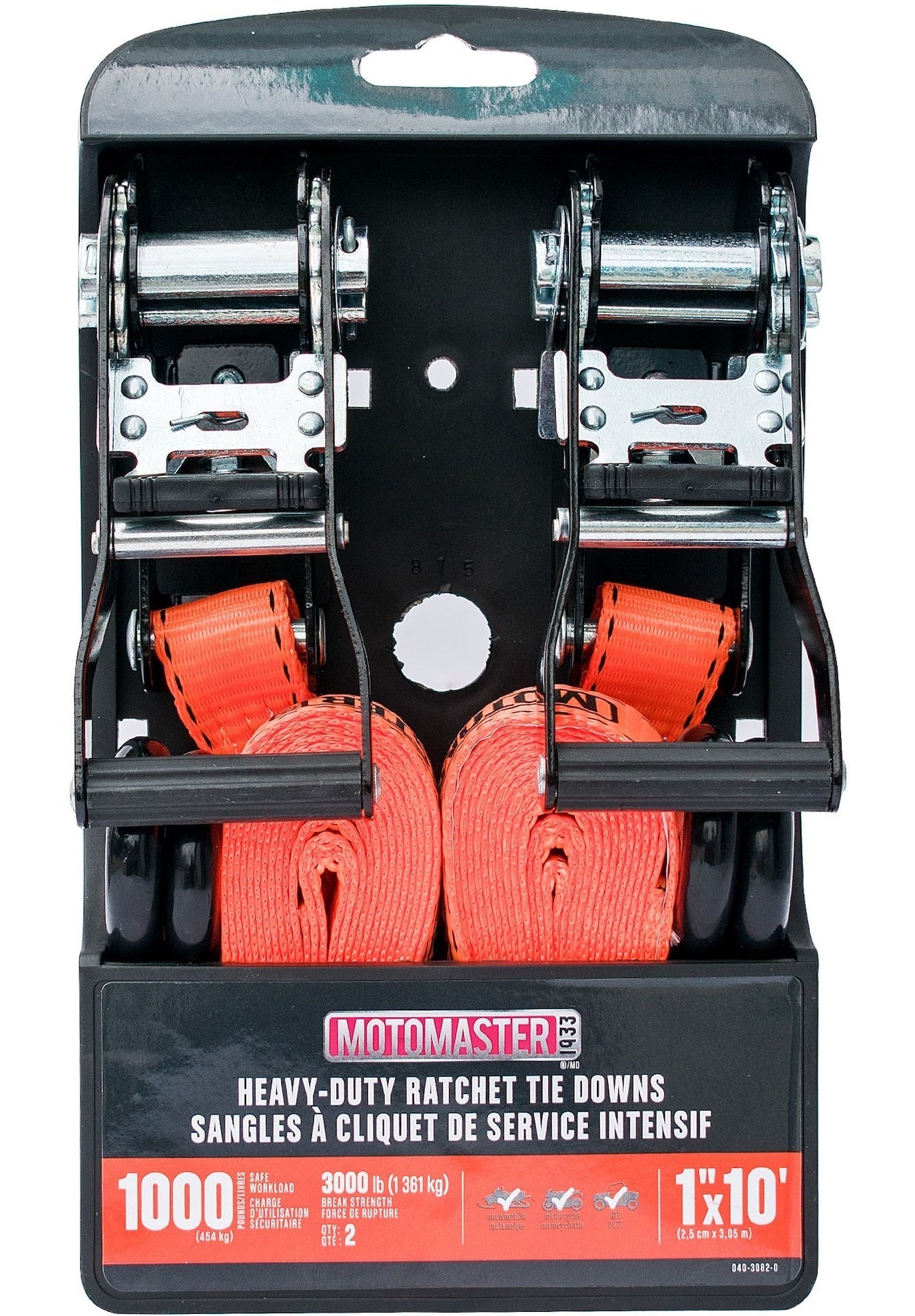 3,000-lb Heavy Duty Ratchet Tie Down Strap, Non-Padded, 1-in x 10-ft, 2-pk R4O9 - product image 5