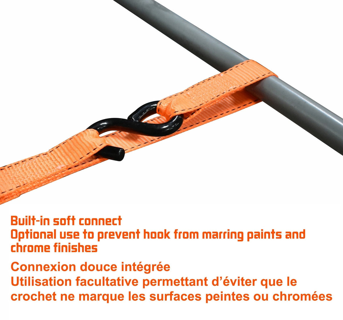 3,000-lb Heavy-Duty Ratchet Tie Down Straps, with Power Grip Padded Handles, 1.25-in x 10-ft, 2-pk Y7D6 - product image 4