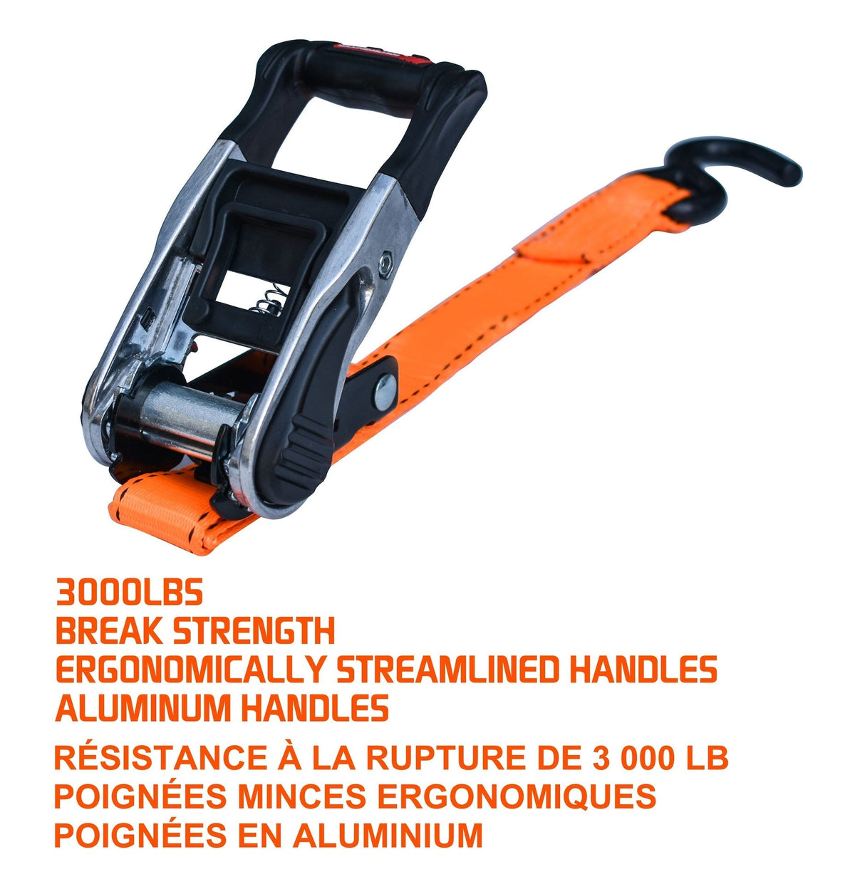 3,000-lb Heavy-Duty Ratchet Tie Down Straps, with Power Grip Padded Handles, 1.25-in x 10-ft, 2-pk Y7D6 - product image 6