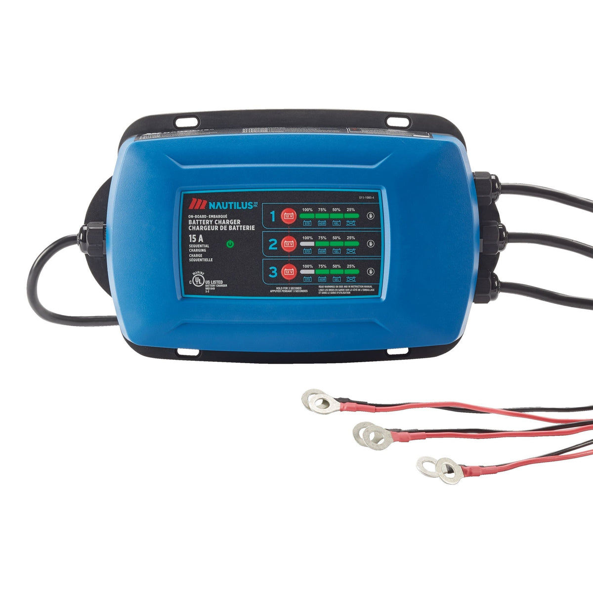Nautilus 3-Bank Onboard Smart Battery Charger/Maintainer, Fully Automatic, 15-Amp, 12V E6T1 - product image 1