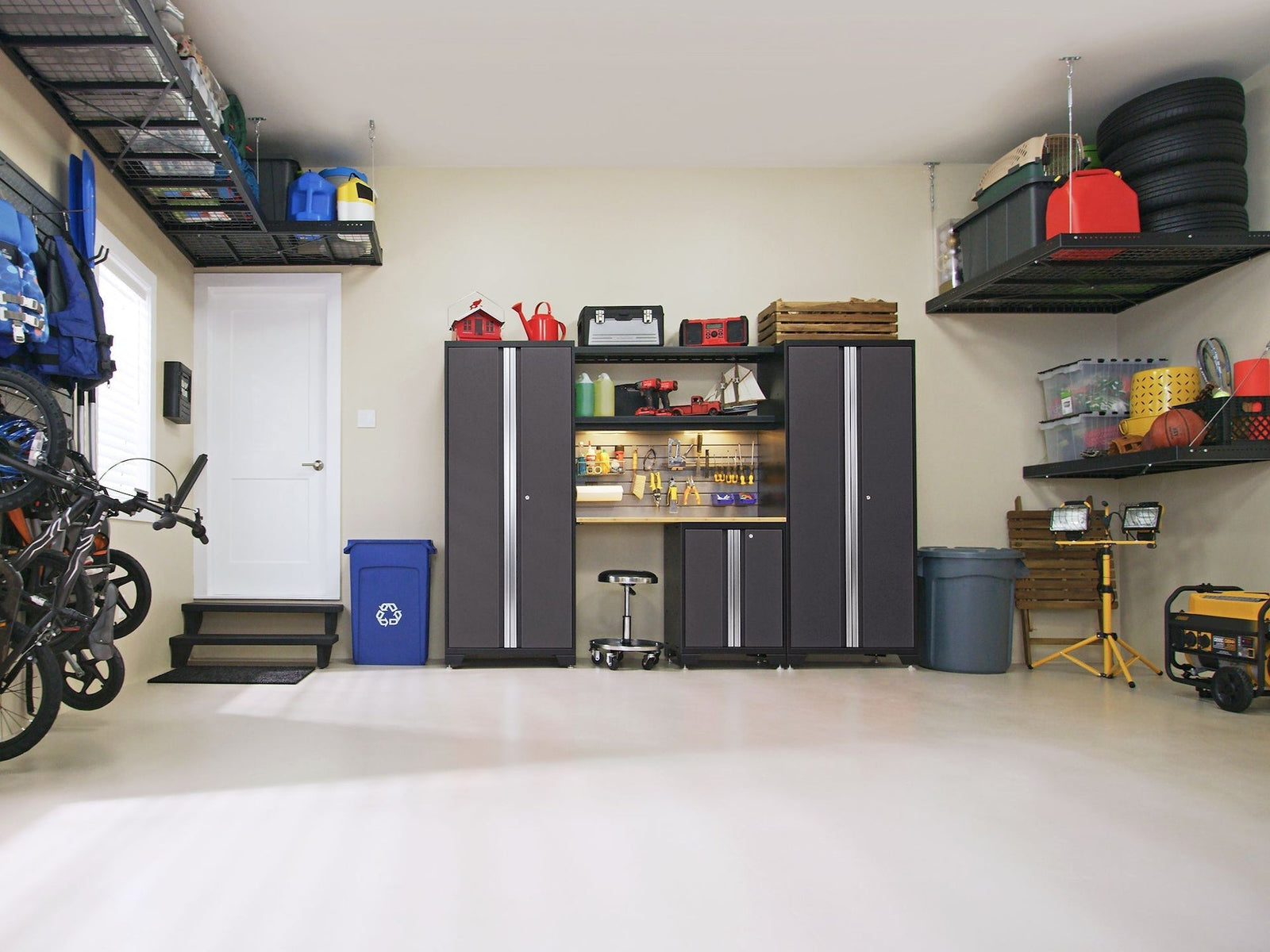 Bold 3.0 Series All-in-One Lockable Steel Garage Cabinetry Set with Stainless Steel Top, Black/Grey, 48-in x 18-in x 76.75-in, 5-pc R3Y7 - product image 3
