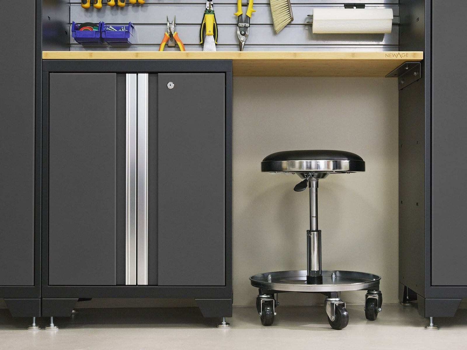 Bold 3.0 Series All-in-One Lockable Steel Garage Cabinetry Set with Stainless Steel Top, Black/Grey, 48-in x 18-in x 76.75-in, 5-pc R3Y7 - product image 5