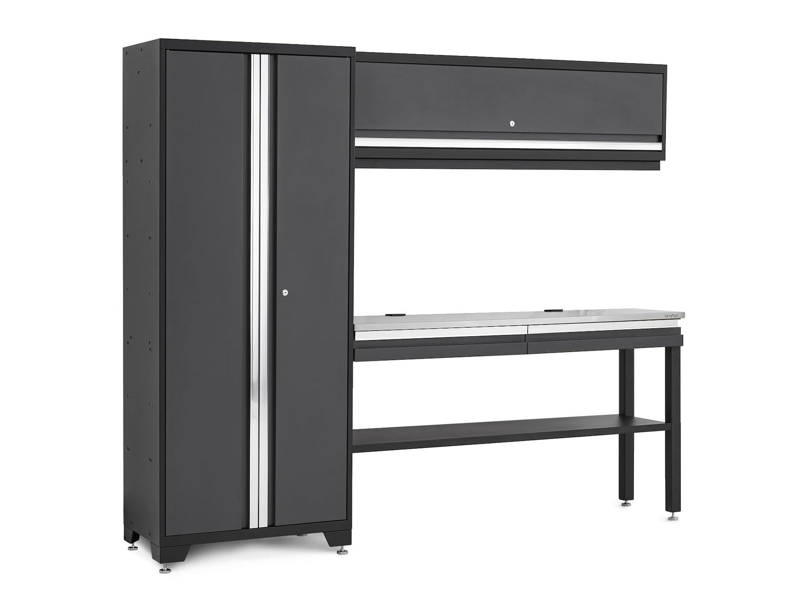 Bold 3.0 Series All-in-One Lockable Steel Garage Cabinetry Set with Stainless Steel Top, Grey, 90-in x 18-in x 72-in, 4-pc O2Y9 - product image 1